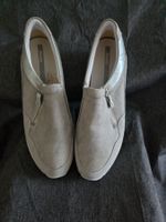 Bata Damen Slipper Grau mit Silber & Zipper – Gr. 40 NEU