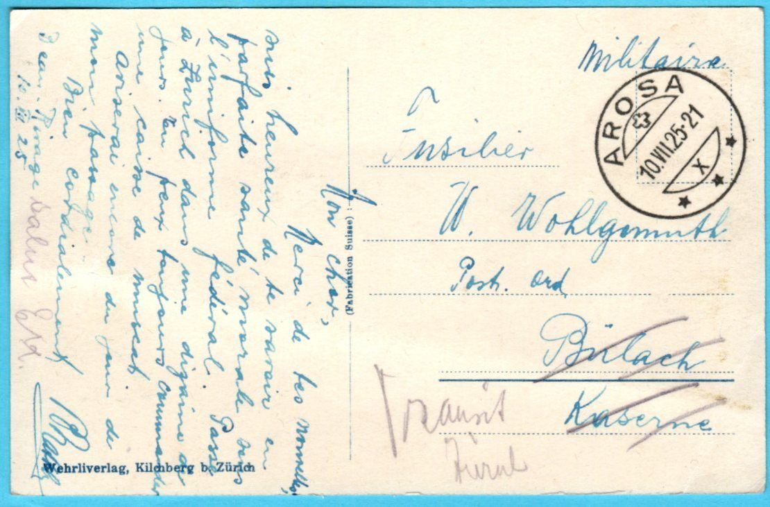 Ansichtskarten: Valsana Arosa 1925 Militärpost – Gebraucht aus Zürich von Sion2006 1