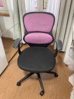 Bürostuhl schwarz-pink mit Rollen verstellbar