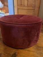 Runder Hocker dunkelrot Samt ca. 40cm hoch