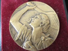 Tennis - Medaille 1919 / Mixed-Double 1. Preis / Orig. Böxli