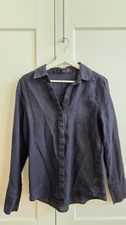 Leinen Bluse Mango Schwarz Gr. S