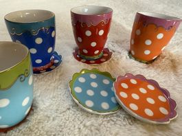 Oilily Polka Dot 4 Bechern und Untersätzer