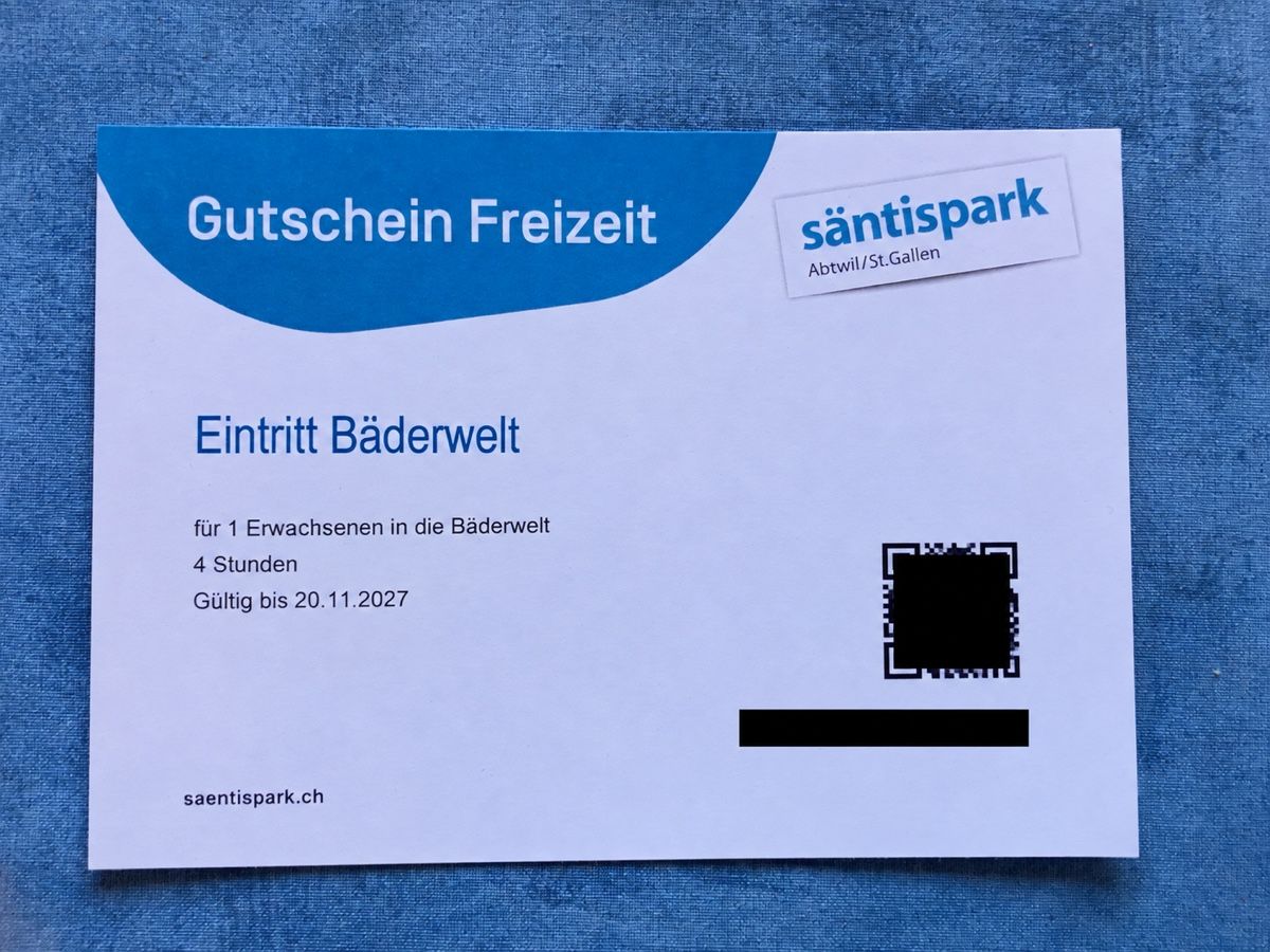 Säntispark Buoni: Säntispark Gutschein Bäderwelt – Nuovo e nell'imballaggio originale da Echarlens venduto da mel_zq5r