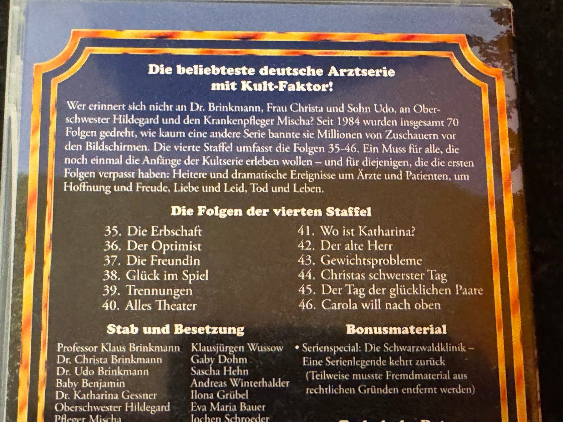 Alle DVDs: Die Schwarzwaldklinik Staffel 4 /4 DVD's DE – Gebraucht aus Fribourg von tschjoly 2