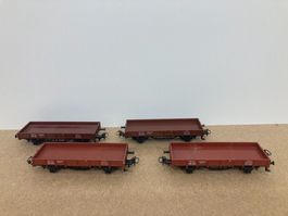 4er Set Märklin H0 Flachwagen Güterwagen braun DB