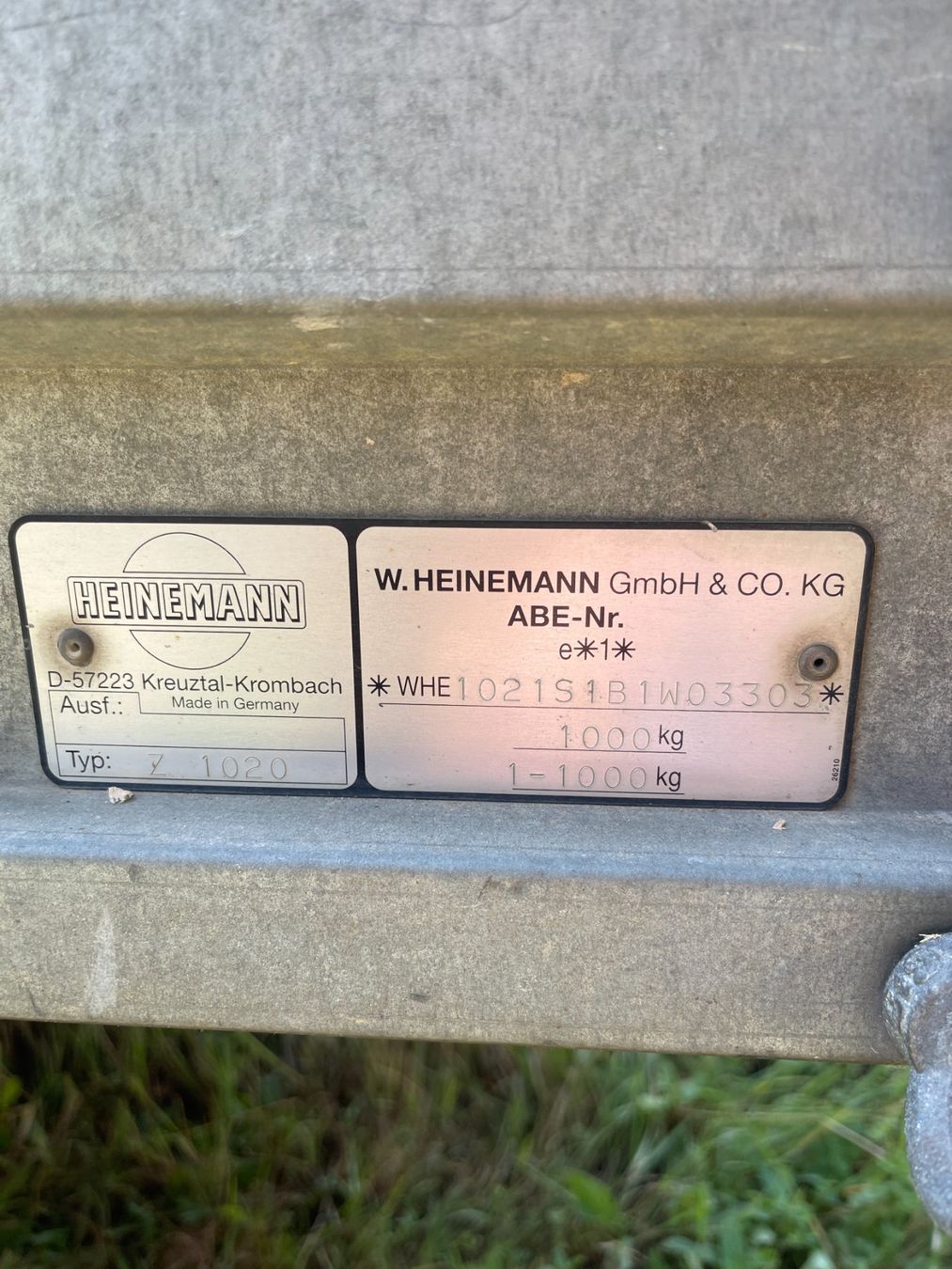 Heinemann Rimorchi: Heinemann Z 1020 Anhänger – Usato da Waldenburg venduto da schge 3