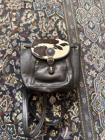 Vintage Rucksack / Lederrucksack mit Kuhfell