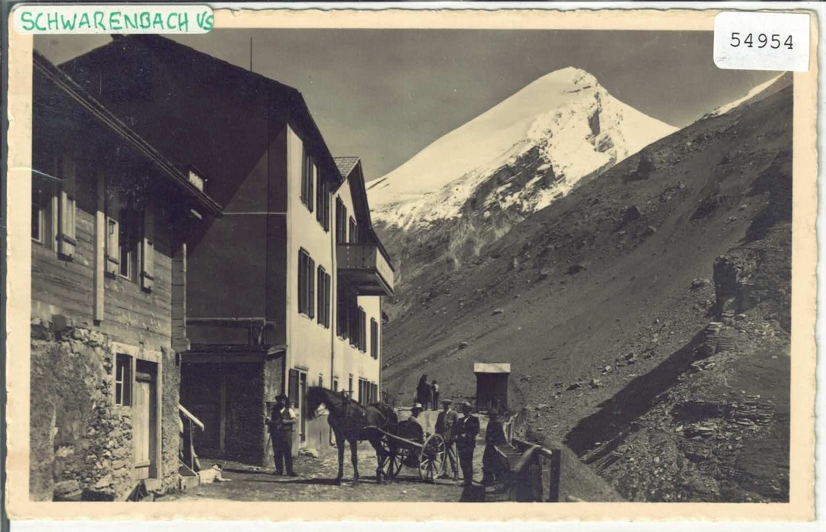Cartoline postali: Gemmipass - Hotel Schwarenbach - Pferdekutsche animee – Usato da Ettingen venduto da Kartenplanet
