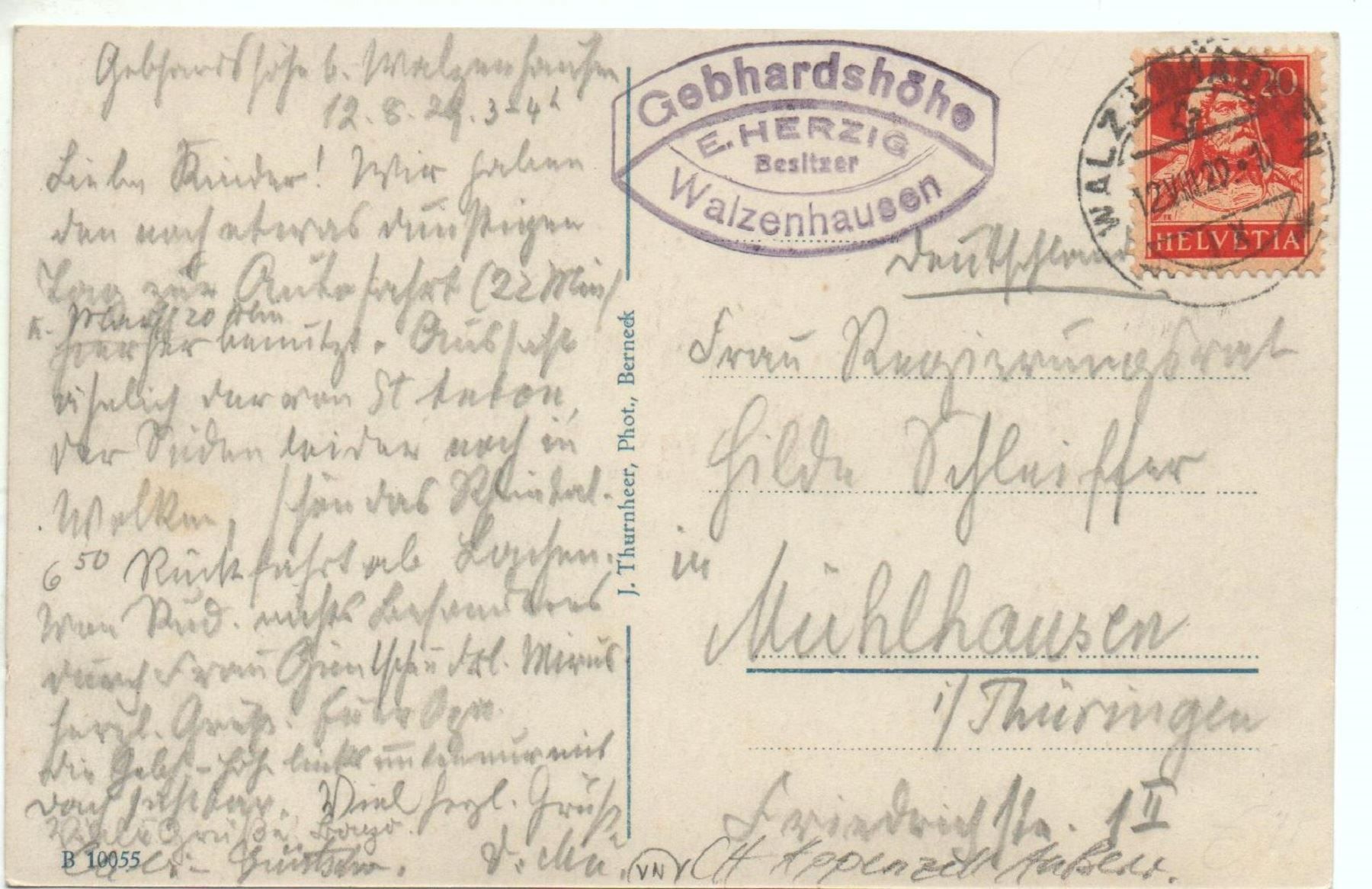 Cartoline postali: WALZENHAUSEN Gebhardshöhe - Stempel Besitzer E. Herzig – Usato da Jona venduto da philajona 1