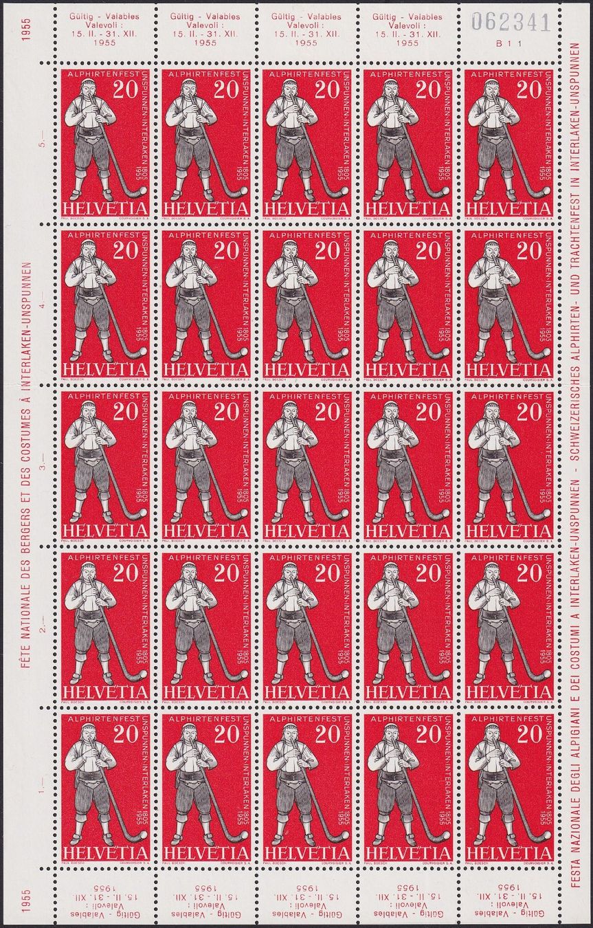 Tous les timbres: 1955, Nr.320-323 Bogen +Plattenfehler, postfrisch **. 290.- – D'occasion à Sursee par Luzernerraute 5