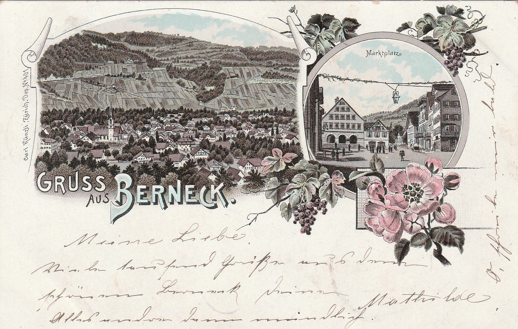 Cartoline postali: Berneck-Litho-Marktplatz-1897 – Usato da uttwil venduto da Koehlerfred
