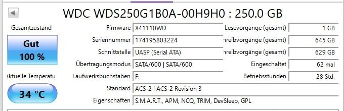 Western Digital Dischi rigidi: WD Blue 250GB SATA PC SSD Solid State Drive  – Usato da Winterthur venduto da Maricels_Boutique 2
