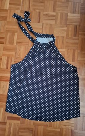 Top Shein noir/blanc à pois à nouer /Top Shein mit Punkten