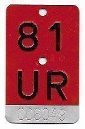 Schilder: Velonummer Uri UR 81 – Gebraucht aus Bülach von anska