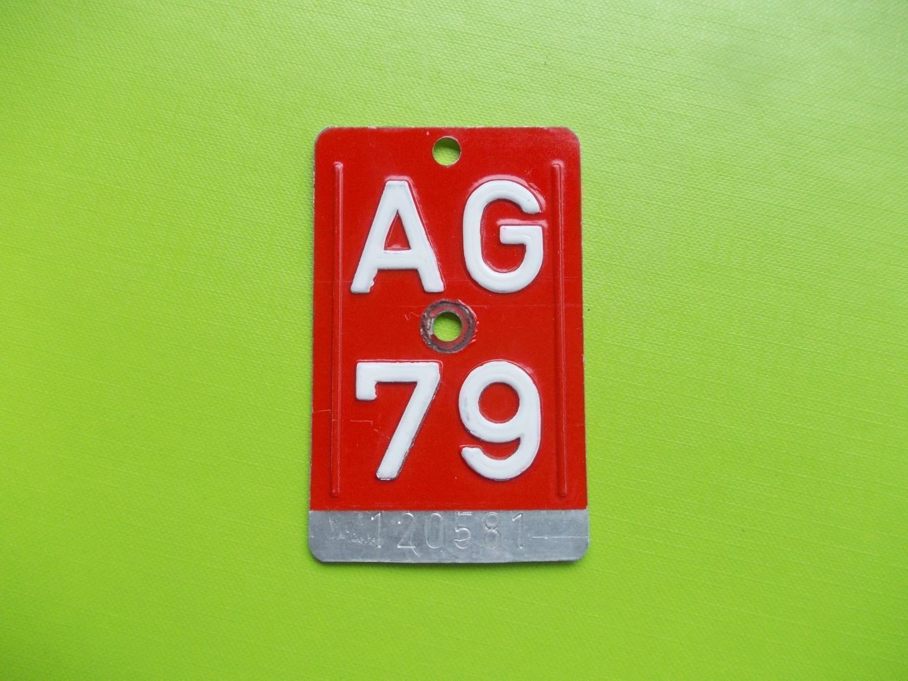 Insegne: Velonummer / Fahrradnummer AG 79 – Usato da Gsteigwiler venduto da HORMIGA21