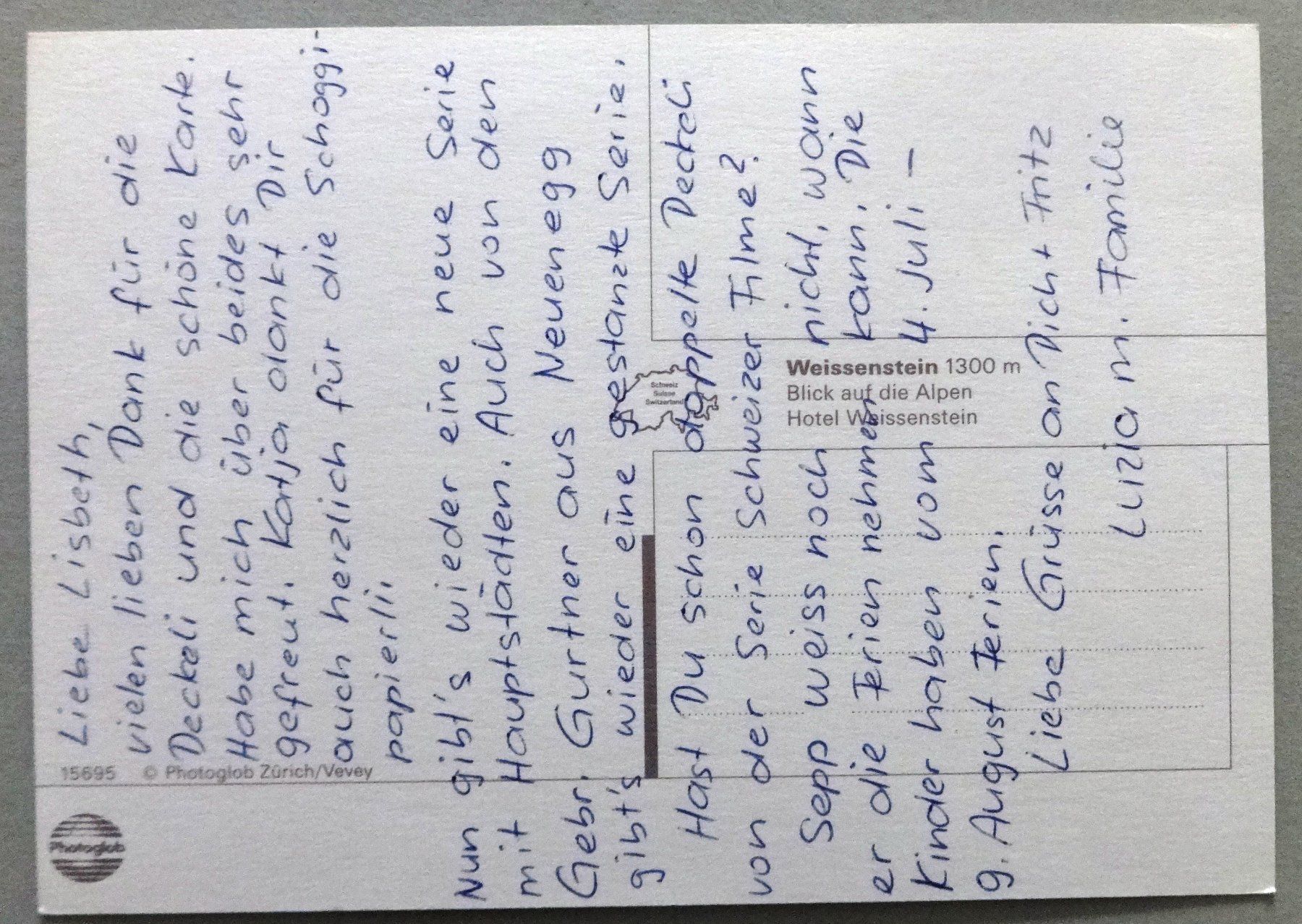 Cartoline postali: Weissenstein 1300 m - Hotel Weissenstein – Usato da Fétigny venduto da Billy2miny 1