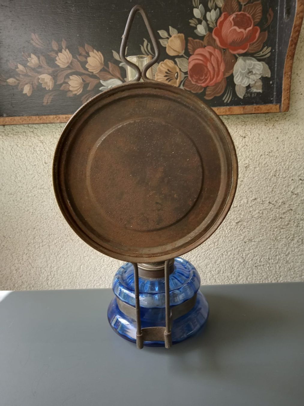 Lampade: Antike Kobaltblaue Petrollampe – Usato da Villmergen venduto da stier74 1