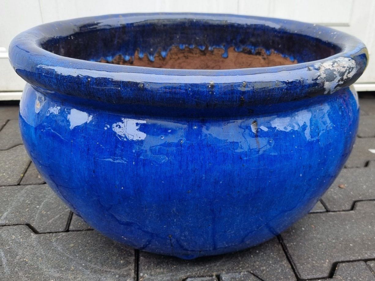 Blumentöpfe: Schöner grosser blau Glasierter Übertopf – Gebraucht aus Lotzwil von  4