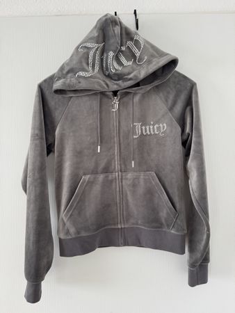 Juicy Couture Kapuzenjacke Velours grau Grösse S Oryginal 