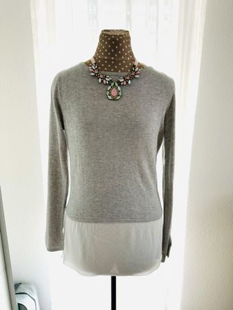 Street One Shirt/Pulli, Grau mit Chiffon, Gr. 36