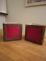 Keramik-Blumentöpfe, Würfel-Design, rot/braun, 2 Stk.