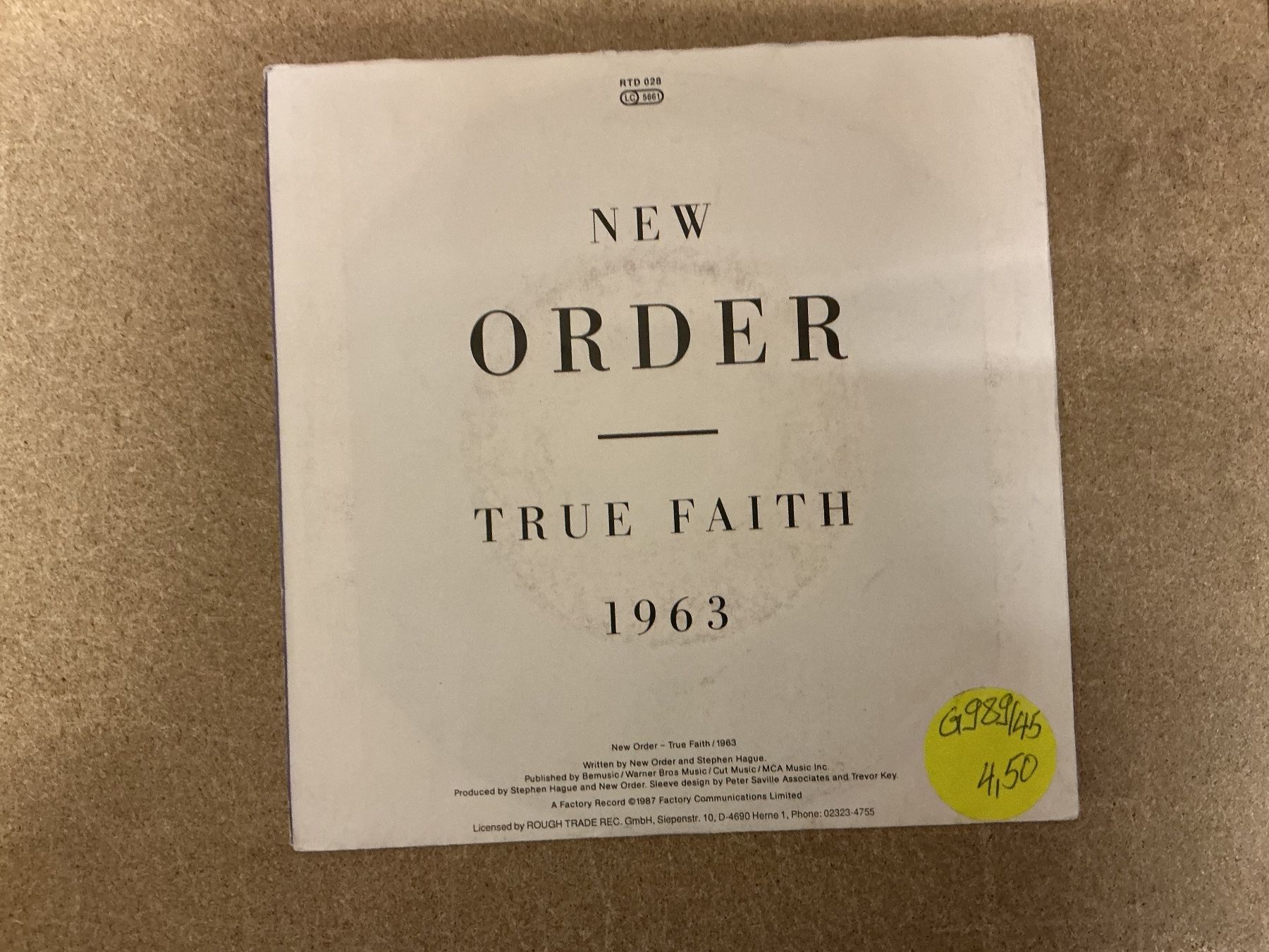 Dischi in vinile: New Order Single -  True Faith – Usato da Winterthur venduto da Tumko-Vinyl 1