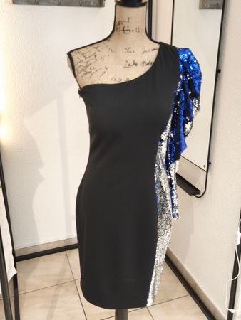 Explosion Kleid schwarz blau silber Grösse 38 neuwertig