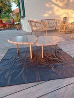 Vintage Marmor Couchtisch Set 2er 70er Stil