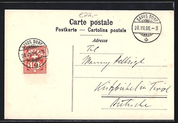 Ansichtskarten: AK Davos, Sanatorium, Villa Maria, 1906 – Gebraucht aus Berlin von bartko-reher 1