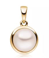 Perlenanhänger Damen Gelbgold mit Süßwasserzuchtperle weiß Ø