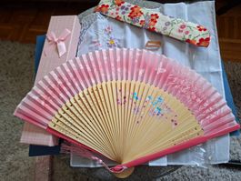Japanischer Fächer set " " neu mit Etui/Hand fan/Deco/new!