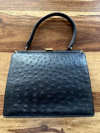 Exquisite Vintage Handtasche aus Straußenleder – Handarbeit