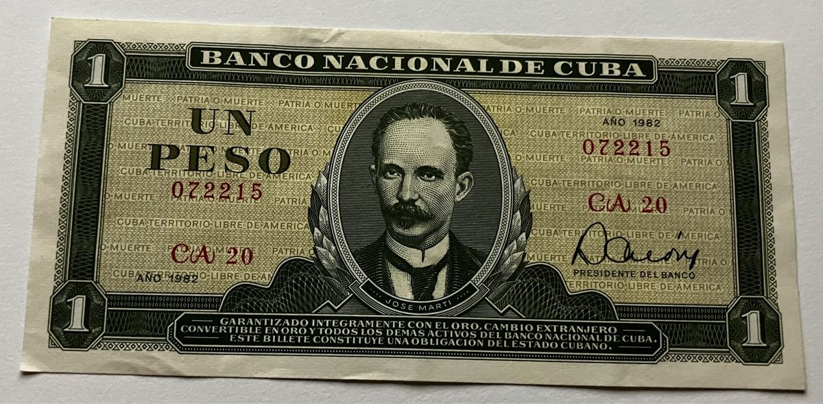 Banknoten: Kuba 1 Peso 1982 – Gebraucht aus Algetshausen von Carrhard