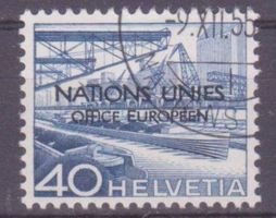UNO SBK-Nr. 8 (Technik und Landschaft, 1950) gestempelt