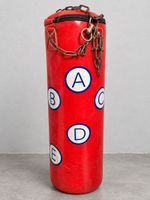 Punching Bag, Red, with ABCDE Targets and Chain, Used