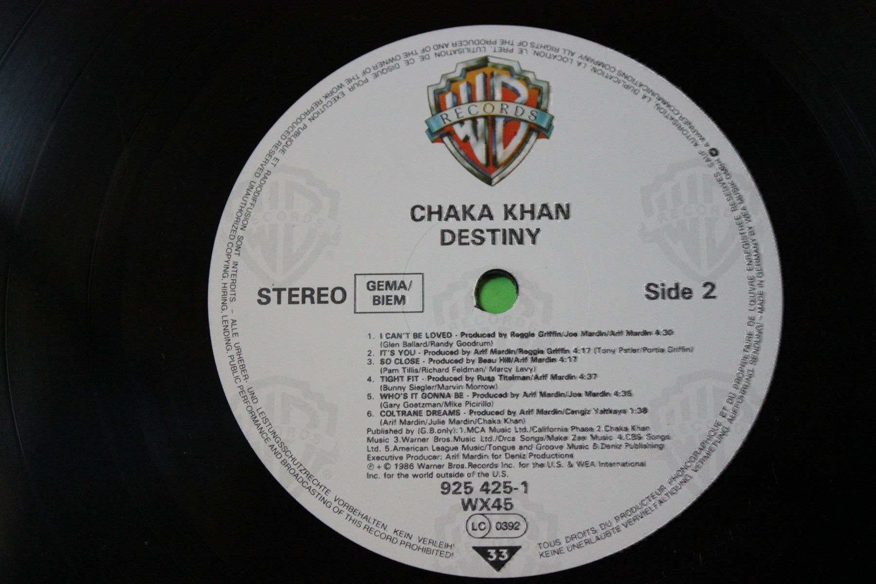 Dischi in vinile: Chaka Khan - Dastiny LP Vinyl Germany 1986 – Usato da Tübach venduto da JamesStone 4