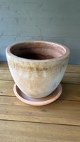 Grosser Terrakotta Blumentopf mit Untersetzer