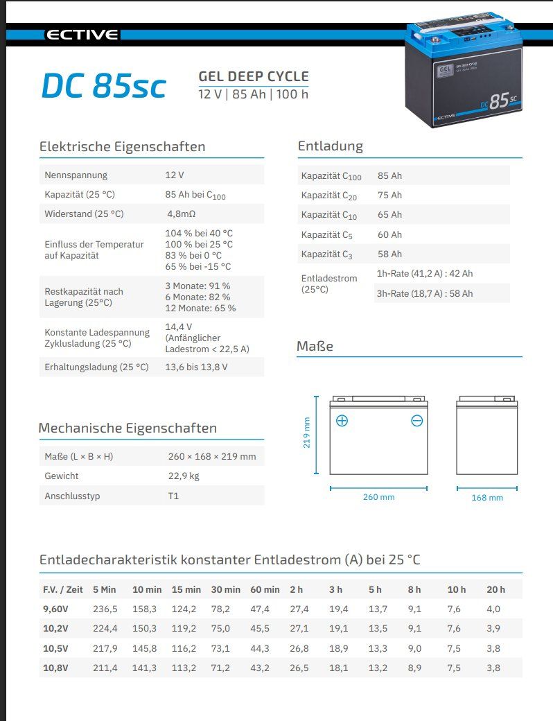 Ective Akkus: ECTIVE DC 85SC Gel-Versorgungsbatterie – Gebraucht aus Salez von EMERCARO 2