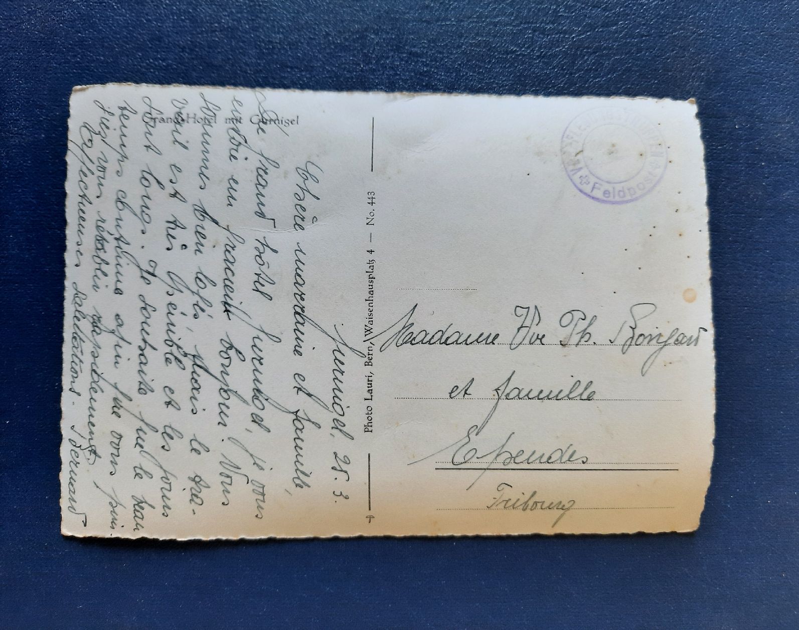 Cartoline postali: Ansichtskarte Grand Hotel mit Gurnigel, gest. Feldpost – Usato da Marly venduto da neu-adlerauge65 1