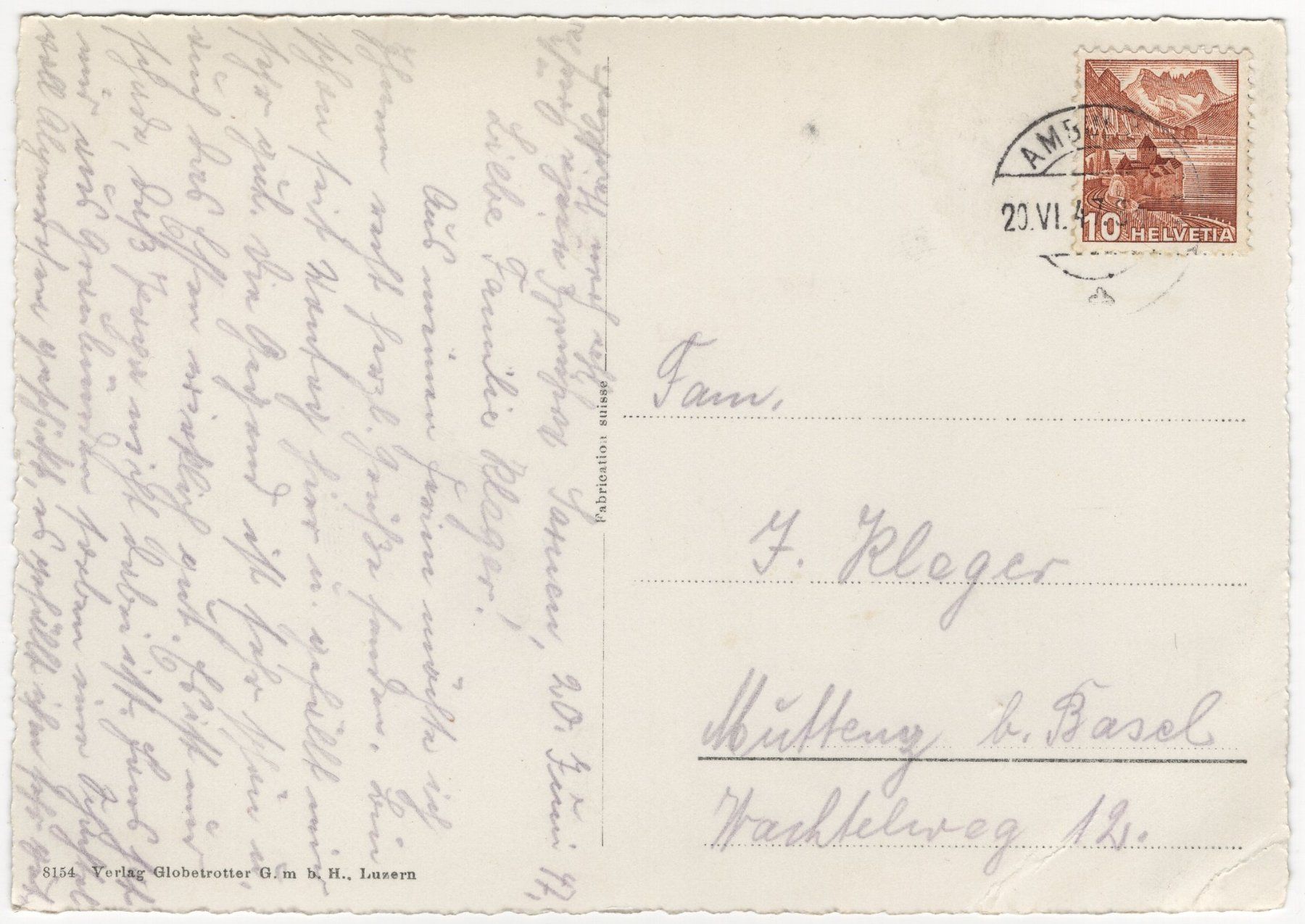 Cartoline postali: "Peterhof" Sarnen – Usato da Eglisau venduto da Chperfins 1