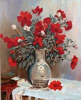 Gemälde auf Leinwand: Blumen in einer Vase. Handgemalt.