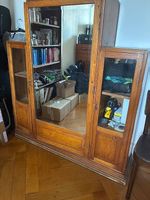 Armoire bois miroir avec portes vitrées début 20ème