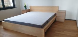 Malm King Size Bed + 2x Komode + Mattress