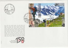 Sonderblock "150 Jahre Schweiz. Alpenclub" auf FDC