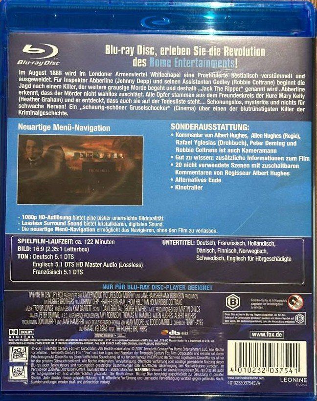Tutti i DVDs: From Hell - Blu-ray, neuwertig, spannender Thriller! – Usato da Beringen venduto da Mantafisch1 1