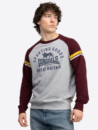 Lonsdale Bregis Sweatshirt Marl Grey / Oxblood L
