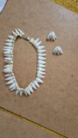 Perlmutt Muschelkette mit Ohrclips Vintage 