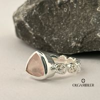 Rosenquarz Ring Silber 925 Ringgrösse 50