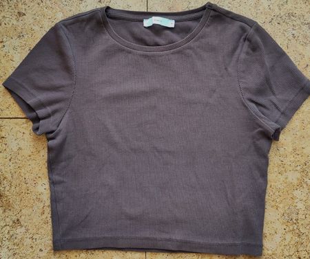 Gecropptes T-Shirt Braun Grösse S